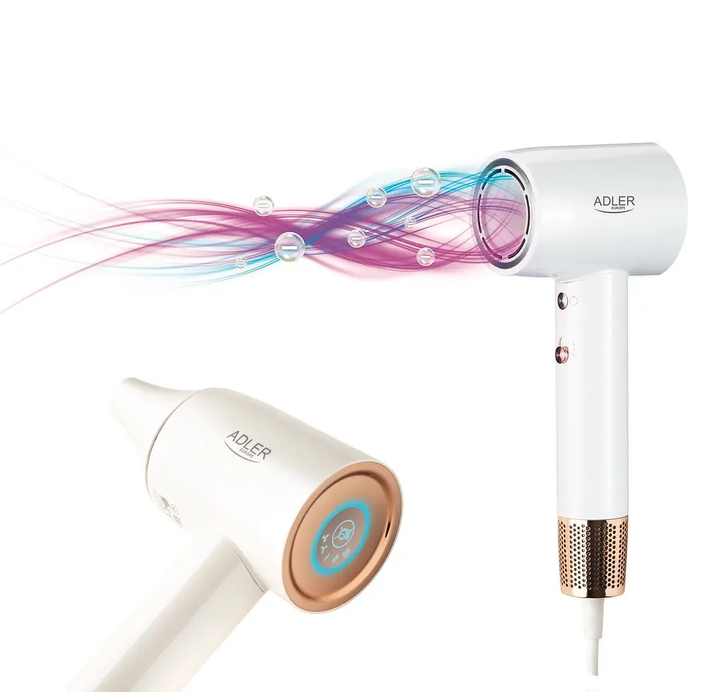 Фен Adler AD 2272 с дисплеем и ионизацией 2 скорости концентратор холодный и горячий воздух 1 шт. белый (33705-IS) - фото 3