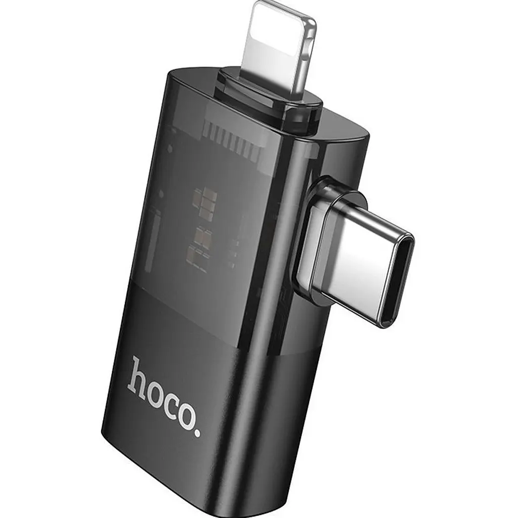 Перехідник Hoco UA36E USB-C Male/Lightning Male to USB-A Female OTG Black [140339] - фото 4