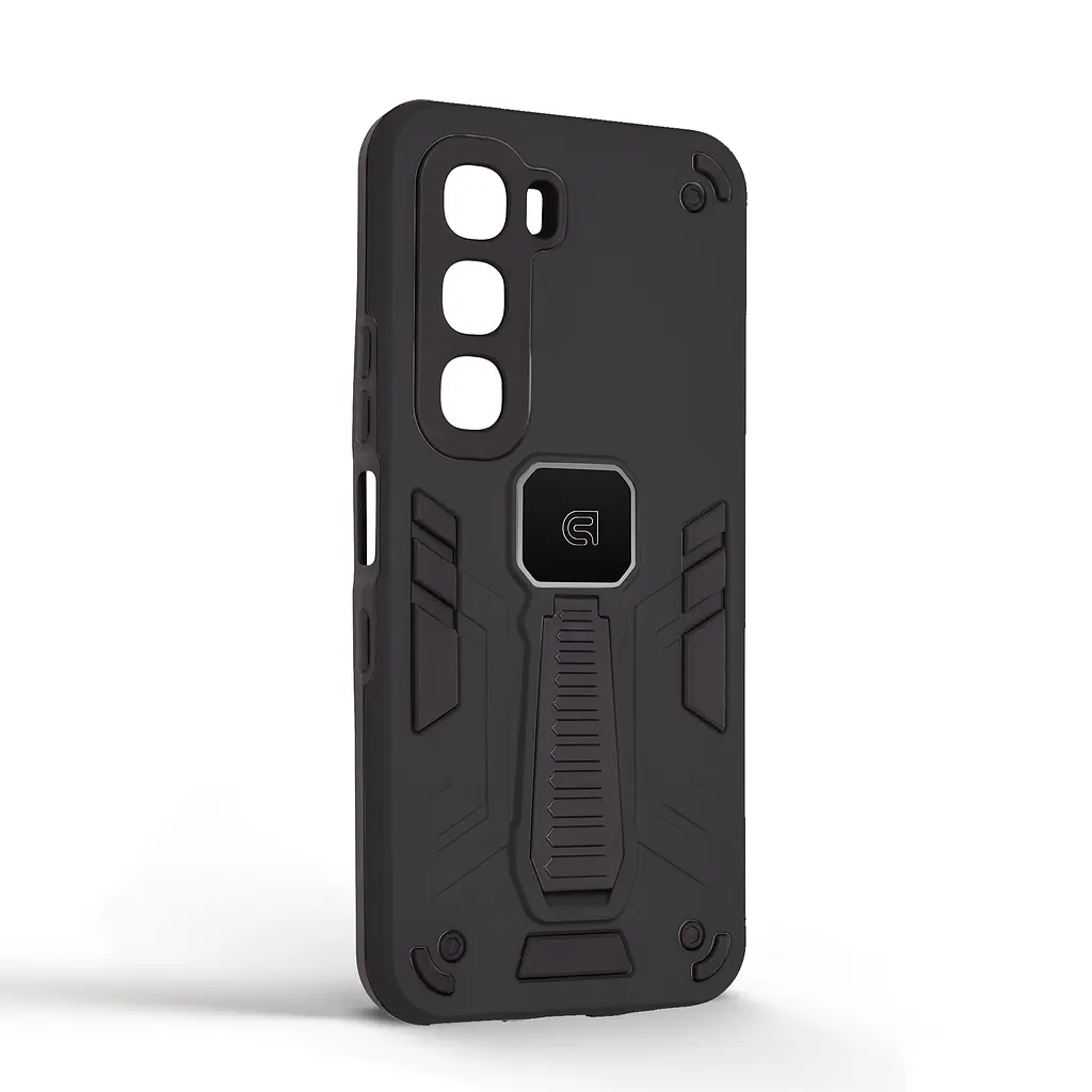 Чехол для Infinix Hot 60 5G, Proover, черный, с подставкой и магнитом, противоударный, ударопрочный, бронированный, панель-накладка, защита всего корпуса, термополиуретан (TPU) + поликарбонат (PC), ArmorStandart (ARM87288) - фото 2