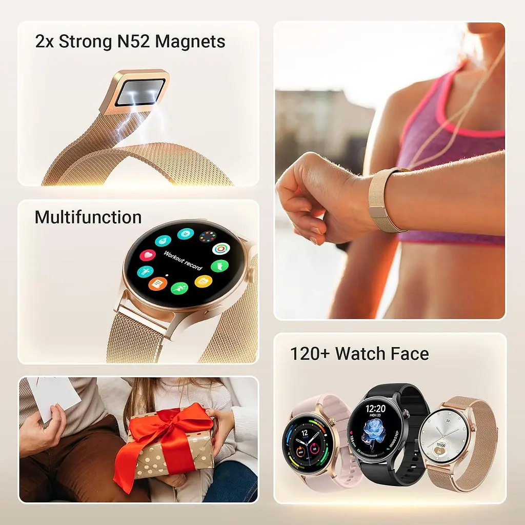 Смарт-годинник Fitpolo DR03 з AMOLED 1.27" дисплеєм Bluetooth дзвінками водонепроникний IP68 з підтримкою Android IOS круглий бронзове золото (SKU-141) - фото 7