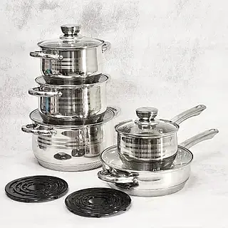 Набор кастрюль Royalty Line Rl-1232 девятислойное капсульное дно нержавеющая сталь 12 предметов - фото 2