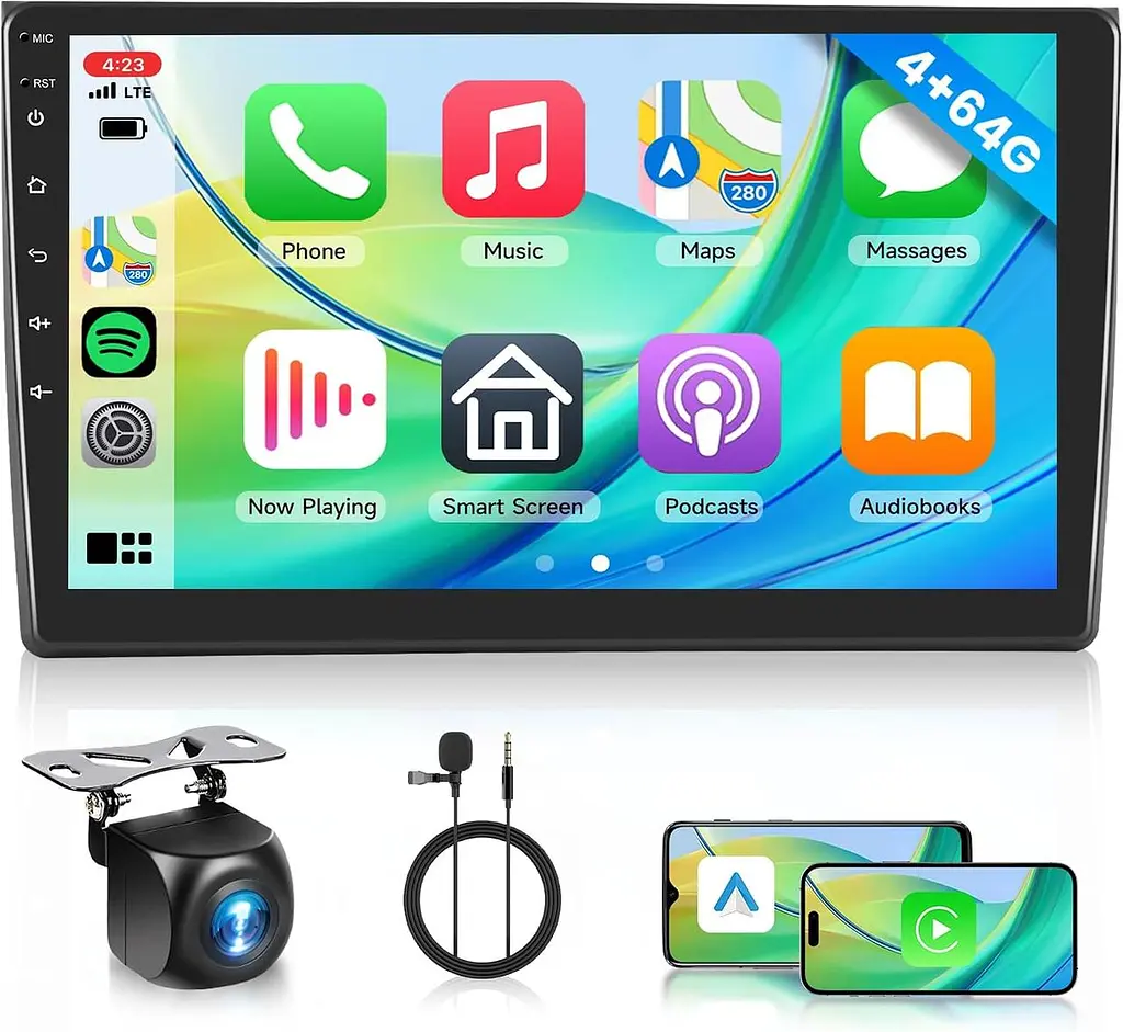Автомагнітола Android 4/64 ГБ 9" для Audi A4/S4/RS4 B6 B7 8E 2000–2009, CarPlay Android Auto