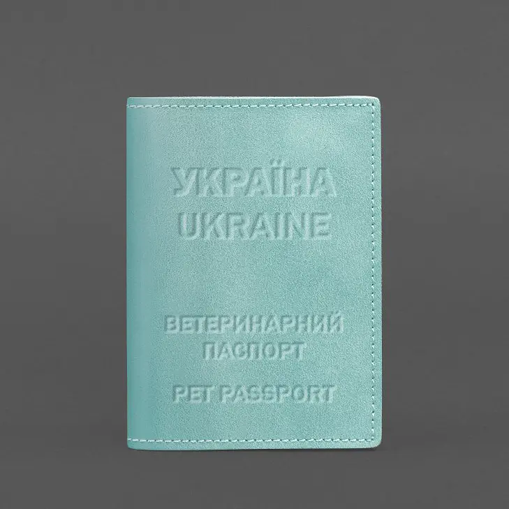 Кожаная обложка на ветеринарный паспорт 2.0 бирюзовая - фото 4