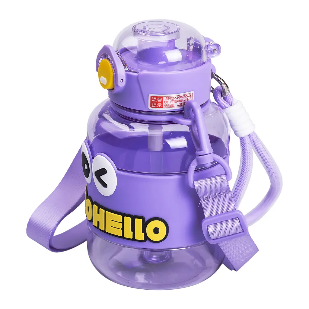 Дитяча пляшка для води HELLO-HELLO 680 мл з ремінцем, фіолетовий Yiwu HP-14-46V - фото 3
