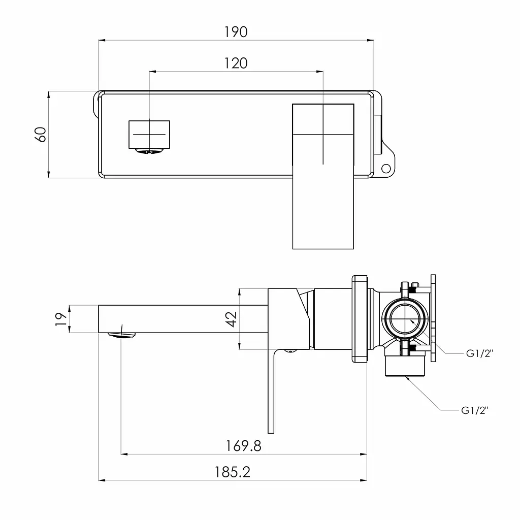 Смеситель для умывальника настенный Imprese Karlov 25 мм black matt f03507610AC Черный матовый - фото 2