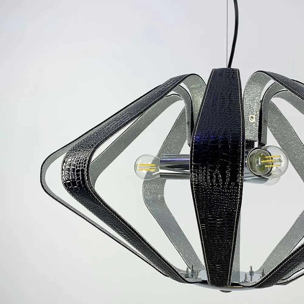 Подвесная люстра с элементами экокожи Black Adele Line.F S 1827/3 BK - фото 3