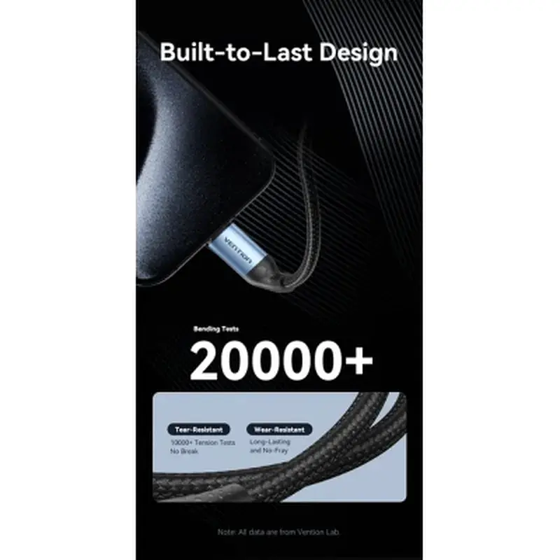 Дата кабель USB-C to USB-C 1.5m 240W aluminum black Vention (TREBG) - фото 6