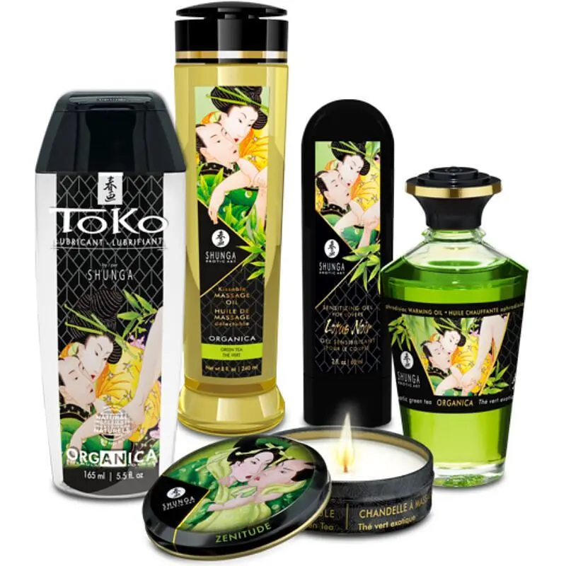 Подарунковий набір Shunga Garden of Edo, 5 засобів для масажу та пестощів (зелений чай та лотос) - фото 7