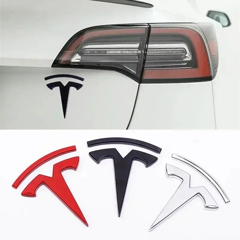 Емблема Tesla 3/Y Червона 60х55 мм метал: алюмінієвий сплав на скотчі (Завод) - фото 5