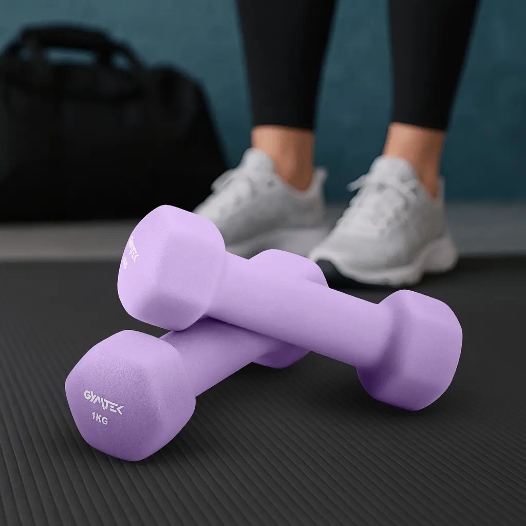 Гантели для фитнеса неопреновые Gymtek Hex 2х1кг лавандовый - фото 3
