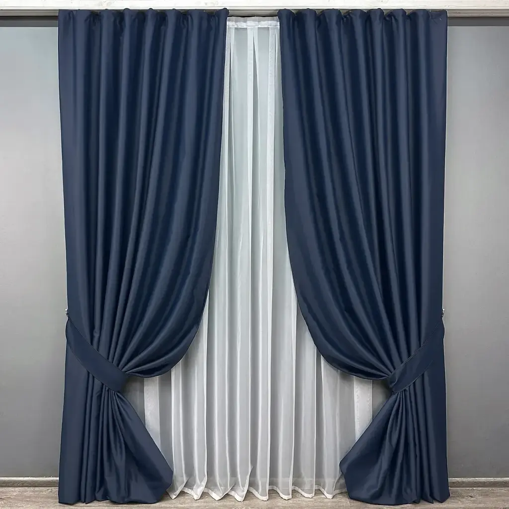 Комплект штор VR-Textil Midnight блекаут 2 шт 100x290 см темно-синій (1164ш) - фото 2