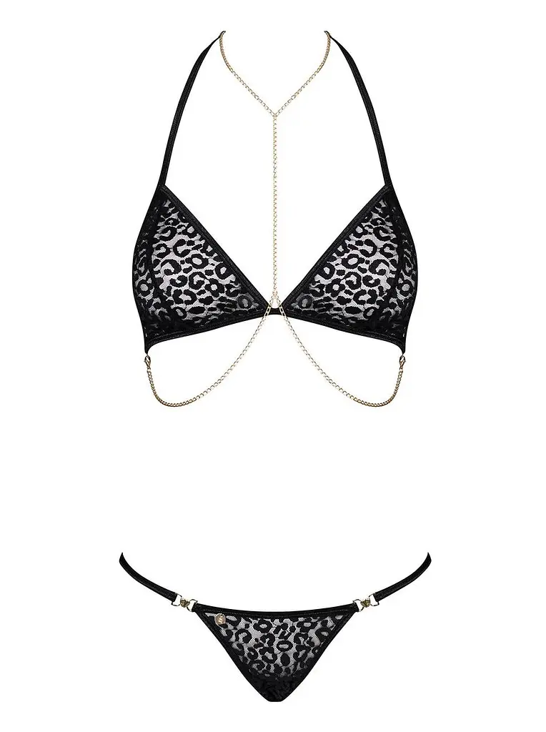 Комплект с цепочками Obsessive Pantheria 2-pcs Set black S/M - фото 3