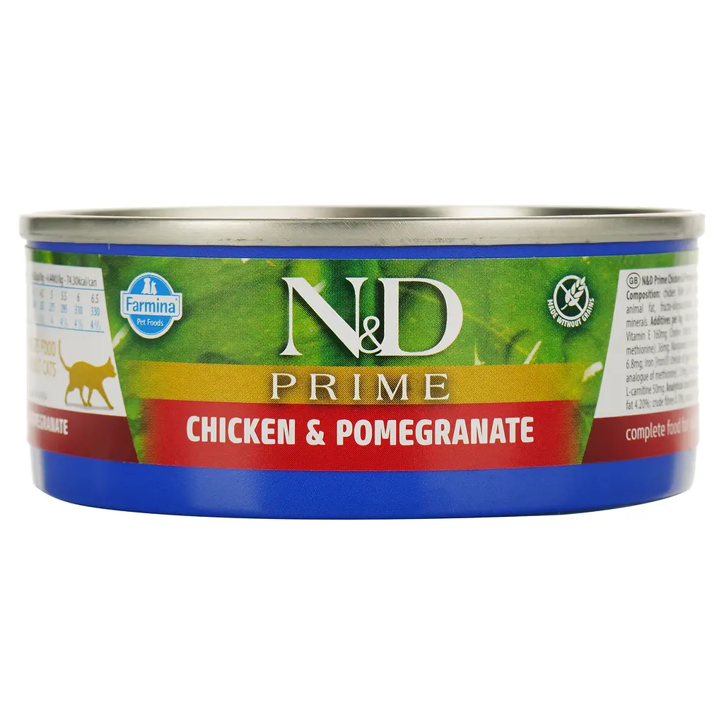 Вологий корм для котів Farmina N&D Grain Free Prime Chicken&Pomegranate Adult, курка та гранат, 70 г - фото 3