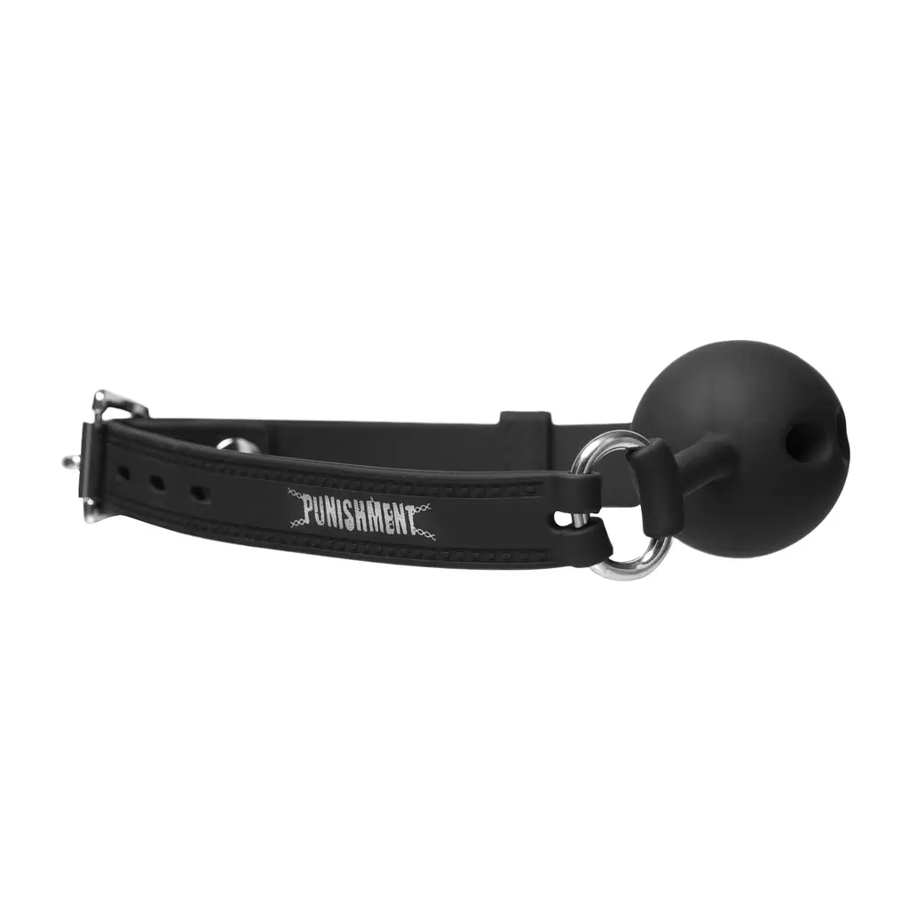 Повітропроникний кляп із силіконовою кулькою Punishment – Silicone Ball Gag – Black - фото 2