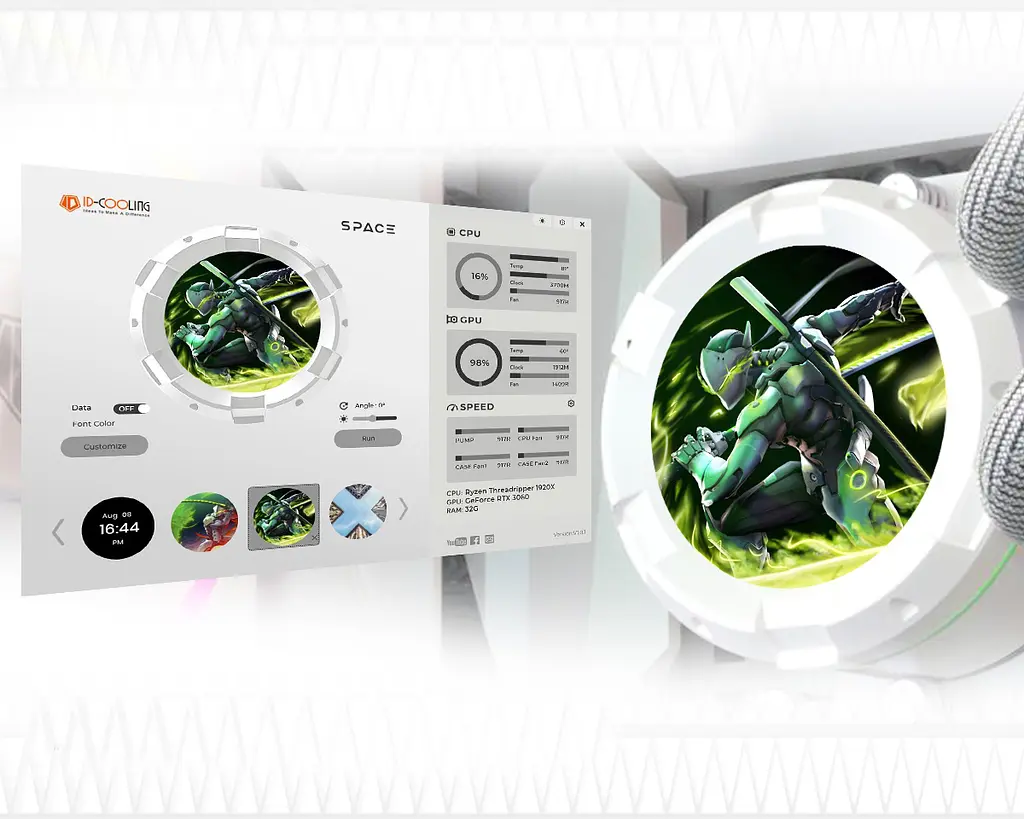 Система водяного охлаждения ID-Cooling Space LCD SL360 White - фото 8