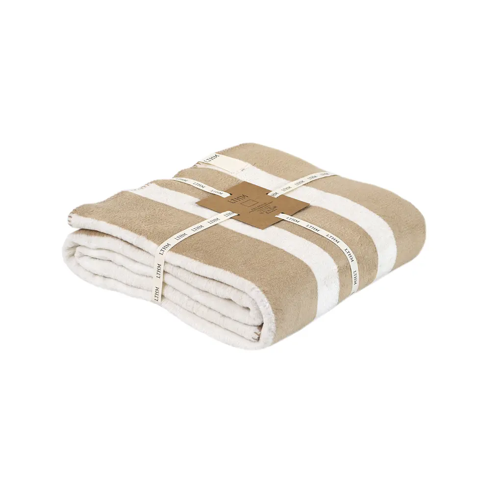 Плед Lotus Home - Infinity Stripe бежевый 200x220 - фото 6