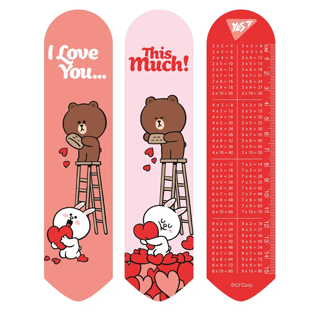 Закладка Yes 708136 Line Friends hearts 2D - фото 2