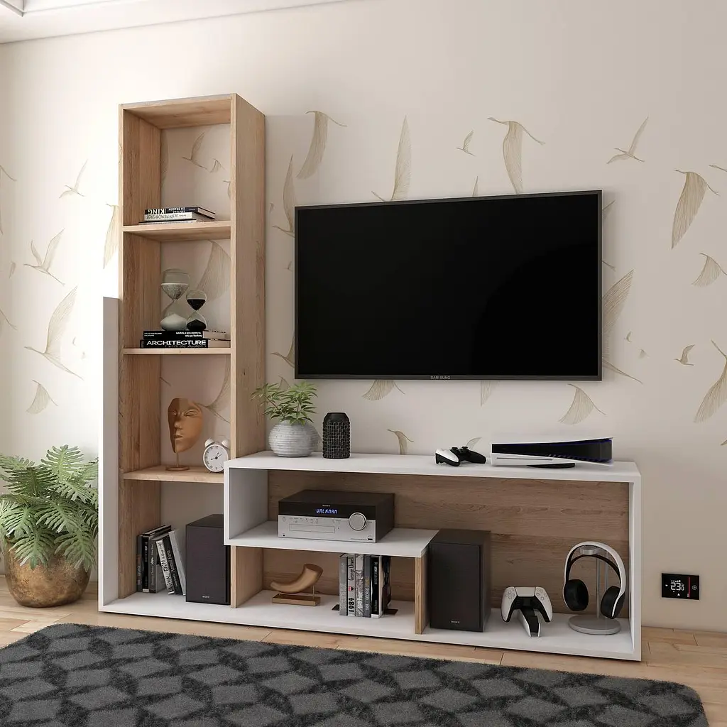 Стінка у вітальню Doros Етана Дуб Артизан / Білий 150х30х150 см (41510097) - фото 5