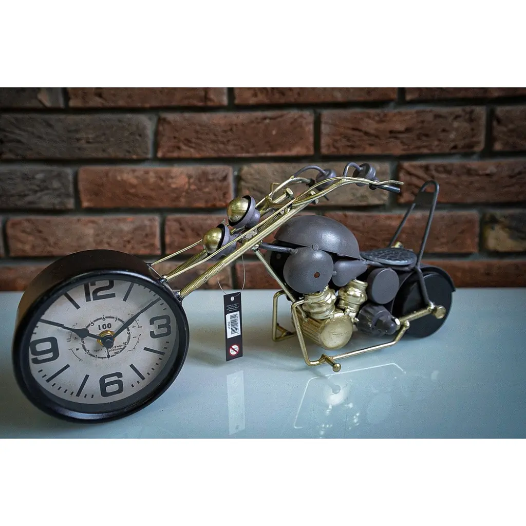 Настольные часы J-Line металлические в форме мотоцикла (12282) - фото 2