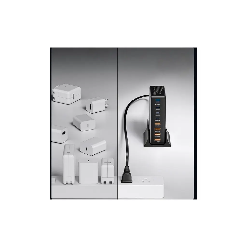 Зарядний пристрій Essager 4xUSB-C + 4xUSB 320W GaN (EZC320W-QJB0G-Z) - фото 9