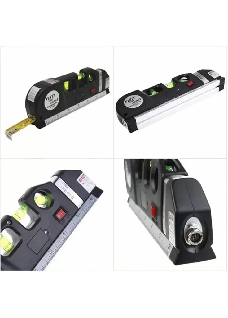 Лазерний будівельний рівень 4 в 1 з рулеткою та лінійкою Laser Level Pro нивелир три лазерні лінії - фото 3