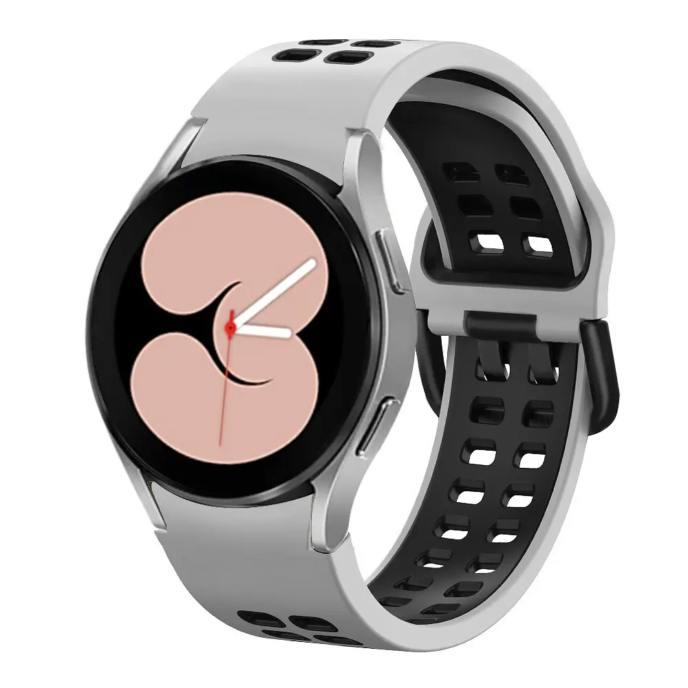 Ремінець для Samsung Galaxy Watch 4 Classic 42mm - біло-чорний ширина кріплення 20мм силікон перфорація розмір L Watchbands Galaxy Sport (WB00S4GALAXYSPORT5CLASSIC442) - фото 2