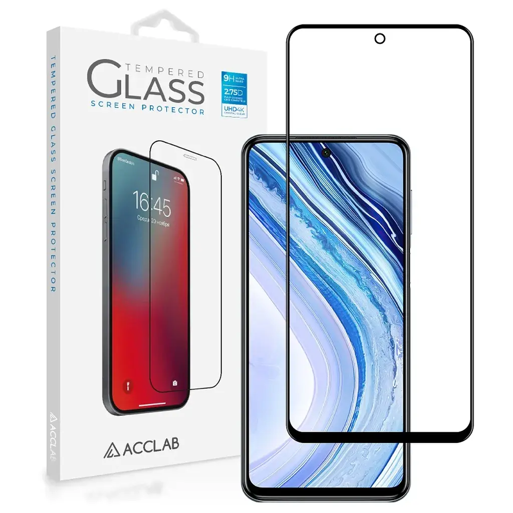 Скло захисне ACCLAB Full Glue Xiaomi Redmi Note 9 Pro/Note 9 Pro Max Black (1283126508790) - фото 2