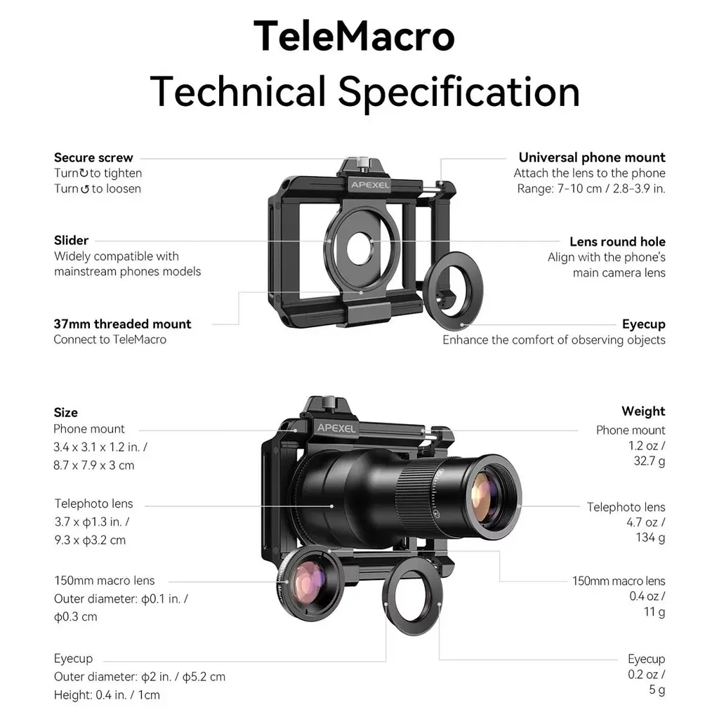 Макрооб'єктив-телескоп для смартфону Apexel APL-TM6 [168941] - фото 9