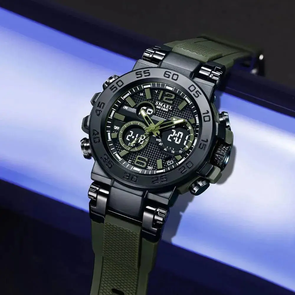 Годинник наручний Smael 8106 з подвійним дисплеєм Army Green (17785) - фото 2