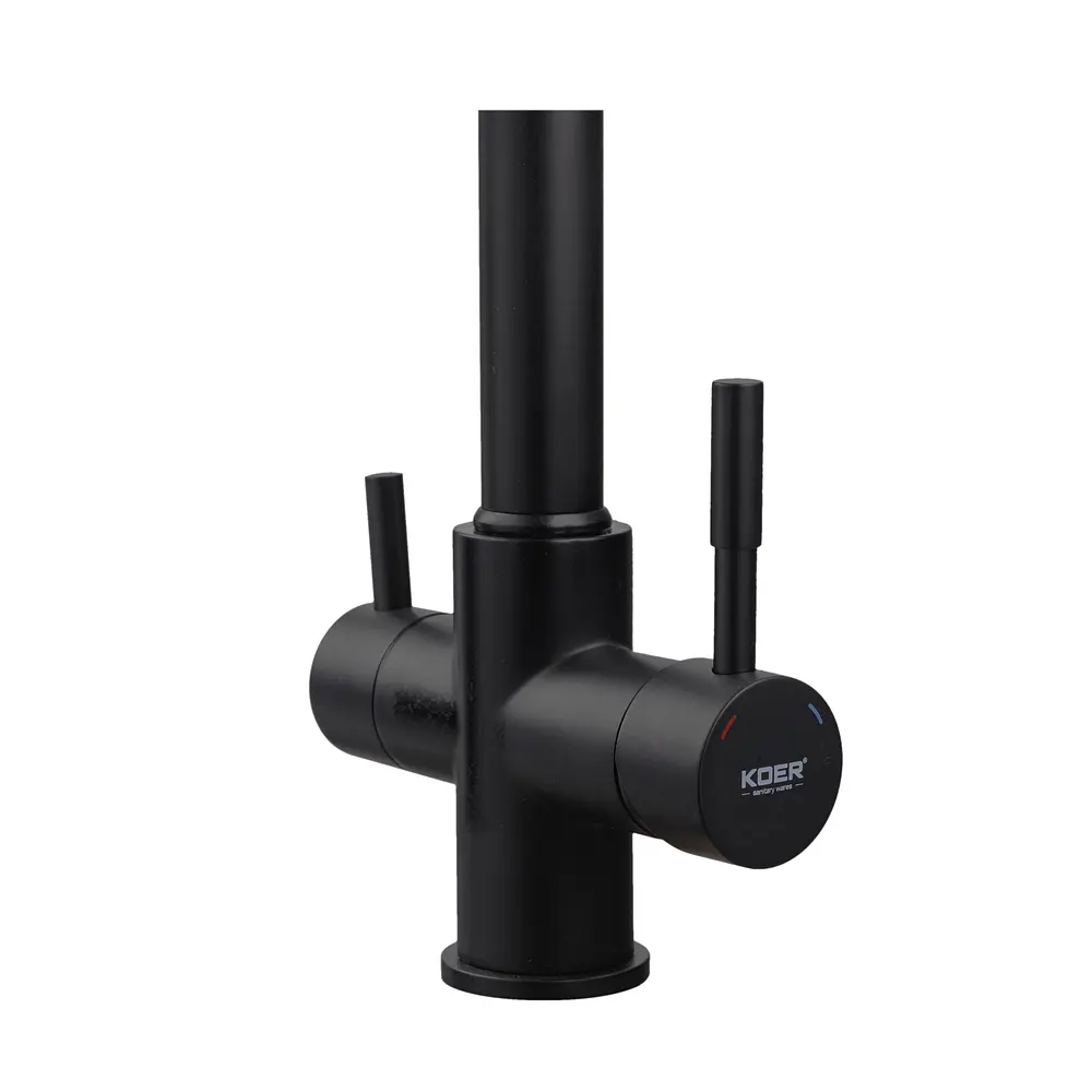 Смеситель для кухни на две воды с гибким изливом Koer KB-72025-05 KR5015 Черный матовый - фото 3