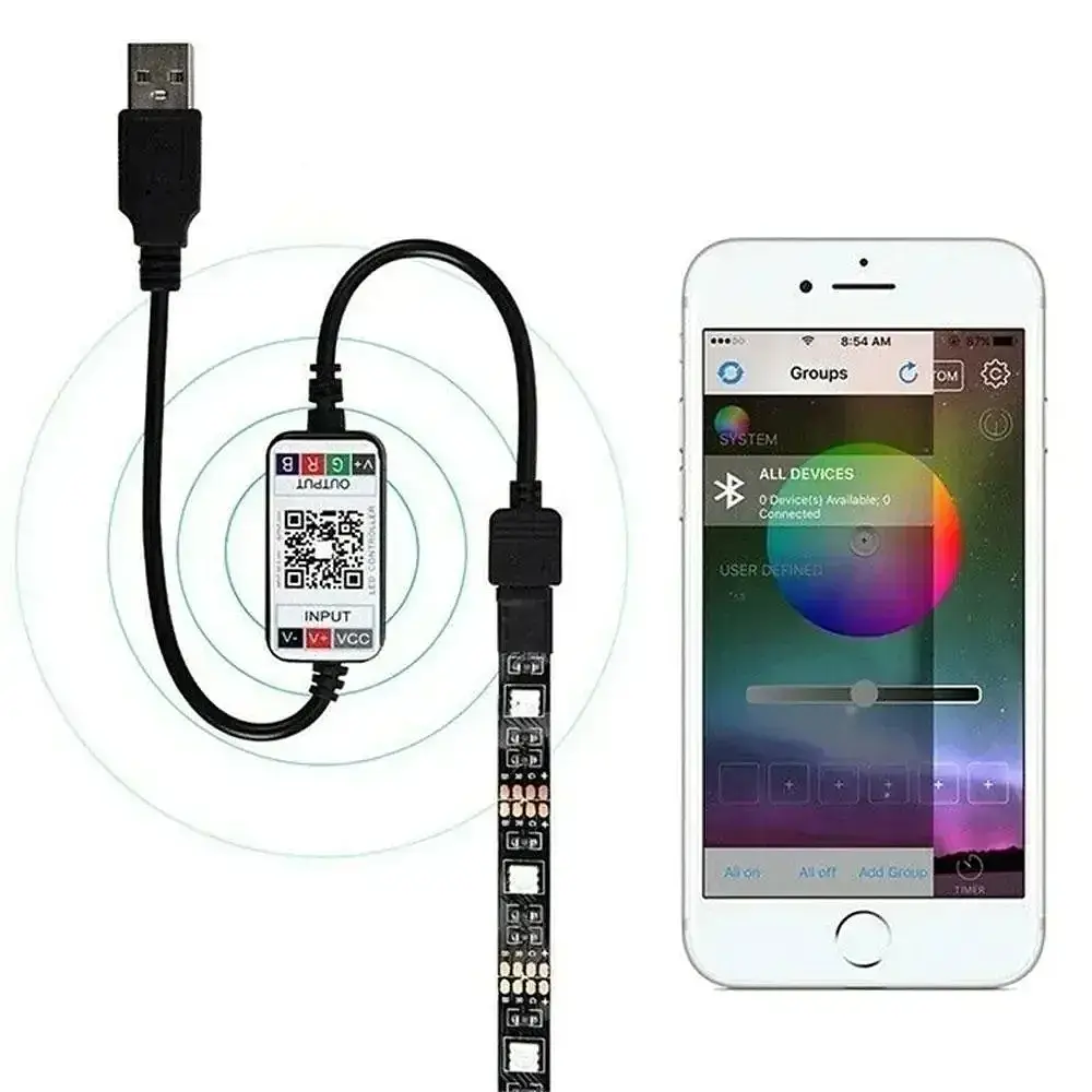 Світлодіодна стрічка LED керуванням з телефону Solar 5 м RGB з bluetooth 20 режимів світіння - фото 5