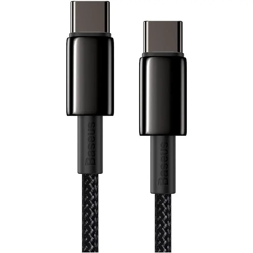 Кабель Baseus Tungsten Gold Fast Charging Data Cable USB-C to USB-C 100W 1m Black (CATWJ-01) [83771] - фото 3