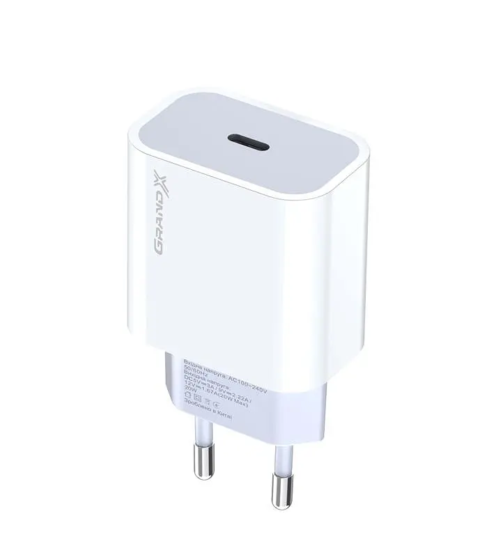 Зарядний пристрій Grand-X (1xUSB-C 20W) QC4.0, PD 3.0, FCP, AFC White (CH-770) - фото 2