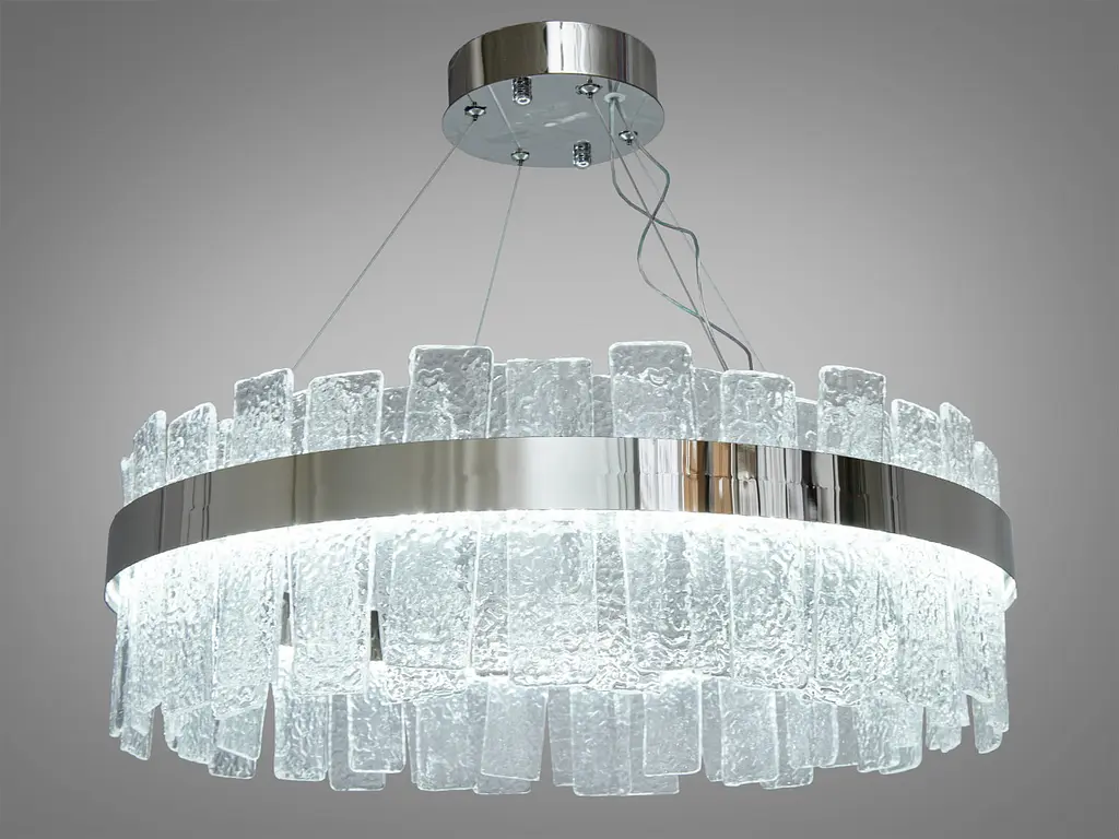 Подвесной светильник LED Diasha 817/600CH Silver, 140W, регулируемая высота, 60 см, хрусталь, для коридора и гостиной - фото 2