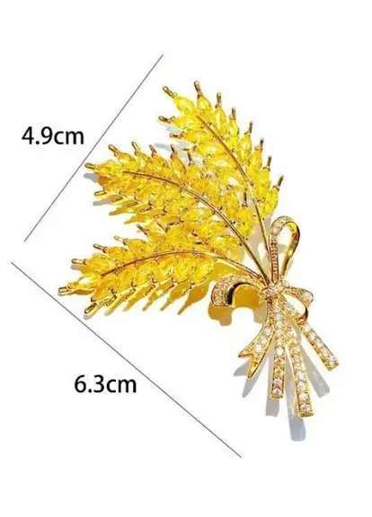 Брошь Колосья пшеницы три колоска брошь-булавка символ Украины желтая - фото 2