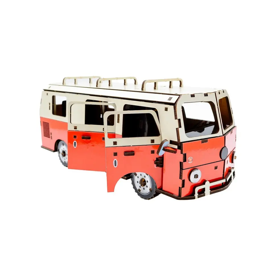Дерев'яний 3D конструктор Мікроавтобус PuzzleOk Puz-00926 156 деталей  - фото 4