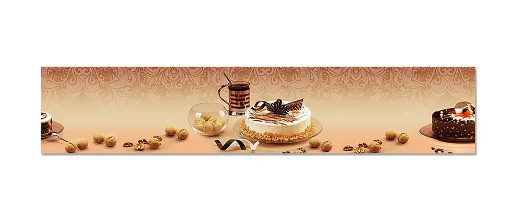 Вініловий кухонний фартух Happy Pocket Тортик наклейка для кухні ПВХ насолоди Їжа Бежевий 60х300 см Z181615 - фото 6