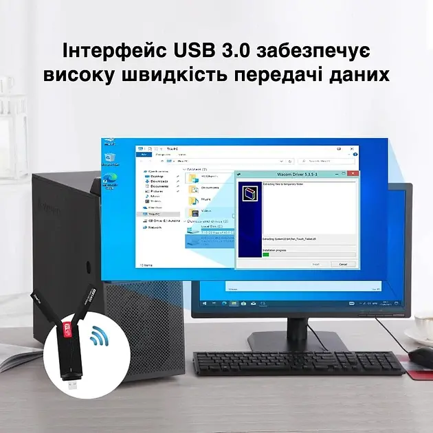 Тридіапазонний адаптер WiFi AXE5400M перехідник передавач 5400 Мбіт/с USB 3.0 2.4G / 5G / 6GHz для Windows, чорний - фото 5