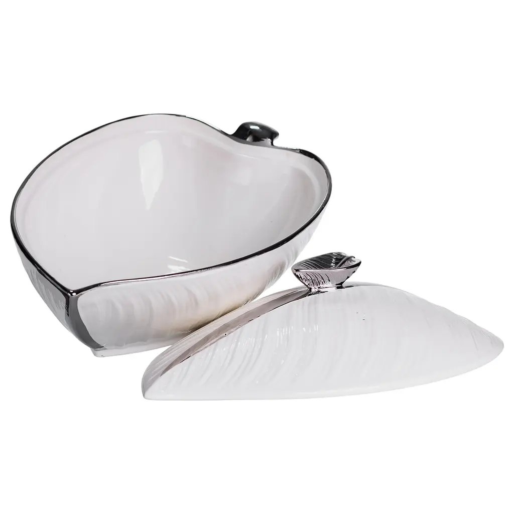 Супница 1.5 (л) фарфоровая кастрюля бульонница 32×21×16 (см) с крышкой для дома и ресторана Белый с серебром Yiwu XL-4054AS - фото 2