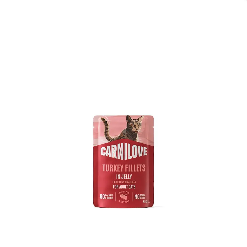 Вологий корм для котів Carnilove Jelly Turkey with Valerian індичка і валеріана в желе пауч 85 г
