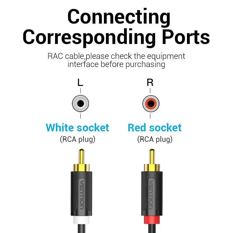 Кабель Audio 2RCA-2RCA Vention F/F 26К gold-plated 29 AWG 0.25m PVC Shell Black (BCMBD) - фото 5