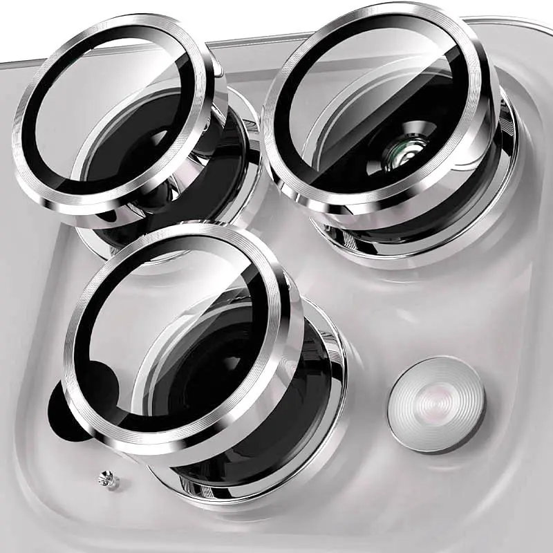 Защитное стекло Metal Classic на камеру (в упак.) для Apple iPhone 16 Pro (6.3) / 16 Pro Max (6.9) Серый / Titanium Gray - фото 2