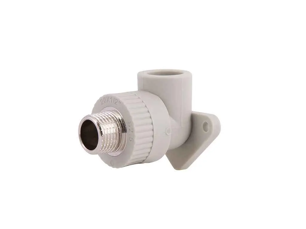 Кут Thermo Alliance 1/2" 90° d 20мм поліпропіленовий 1/2"З настінний, з кріпленням для поліпроп. труб (DSE501) - фото 3