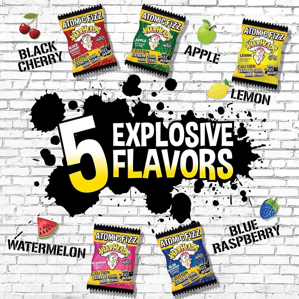 Кислі льодяники Warheads Atomic Fizz Canister 42г - фото 5