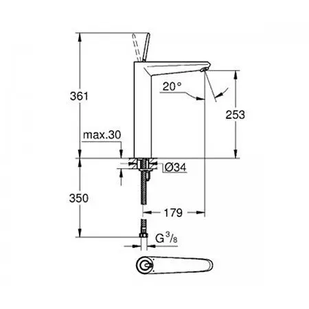 Змішувач для раковини Grohe EuroDisc Joy 23428LS0, Білий - фото 2