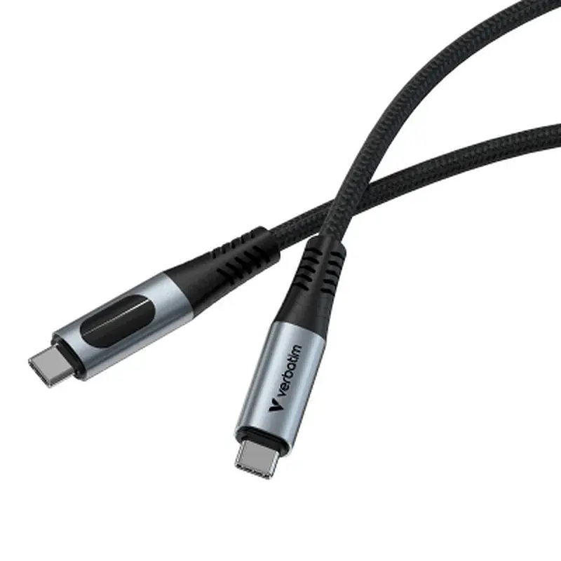 Дата кабель USB-C to USB-C 1.2m with display 240W black Verbatim (31849) - фото 2