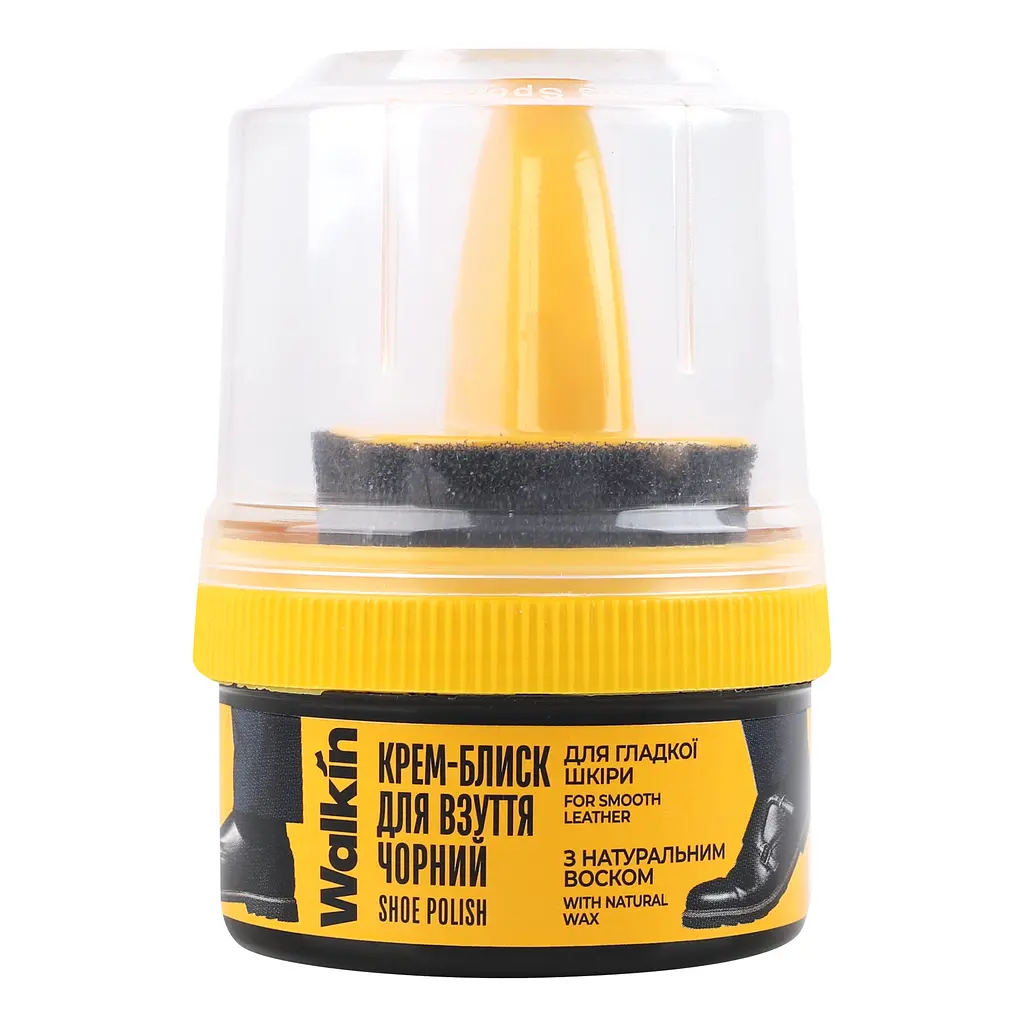 Крем-блиск для взуття з гладкої шкіри Walkin з аплікатором чорний 50 мл - фото 3