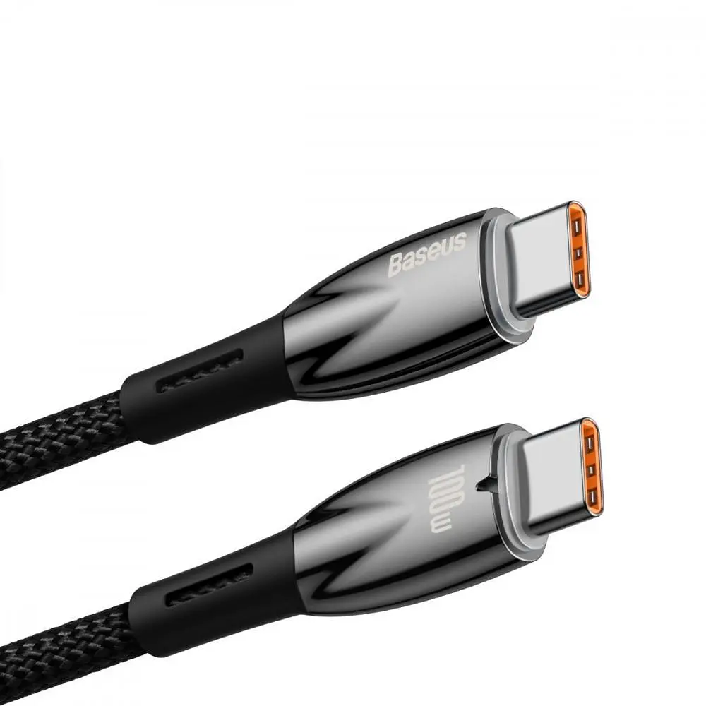 Кабель Baseus Glimmer Series Fast Charging Type-C to Type-C 100W (1m) black (CADH000701) - фото 3
