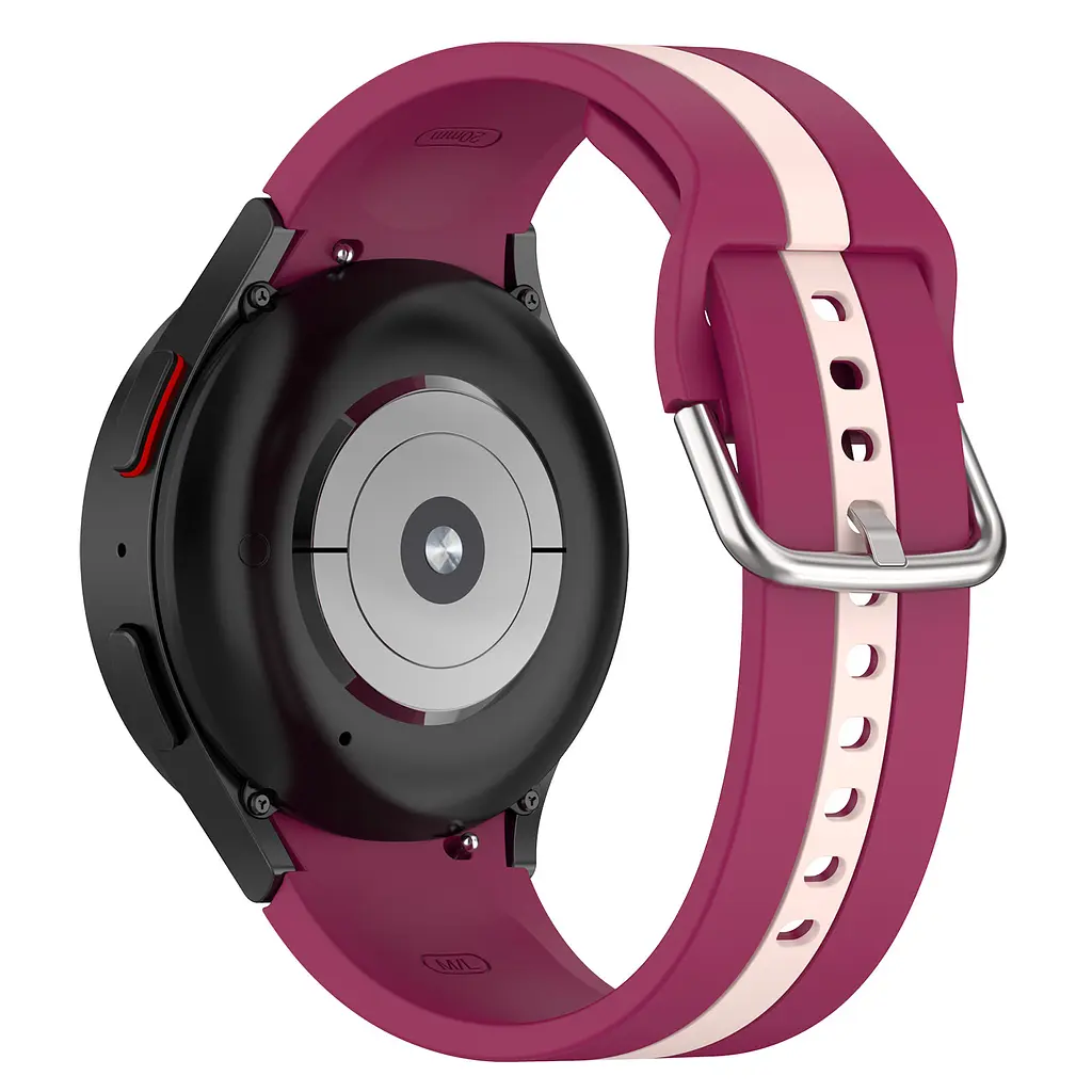 Ремешок для Samsung Galaxy Watch 4 Classic 42mm - темно-красно-розовый ширина крепления 20мм силикон Watchbands D2 (W16-8WB77910986) - фото 2