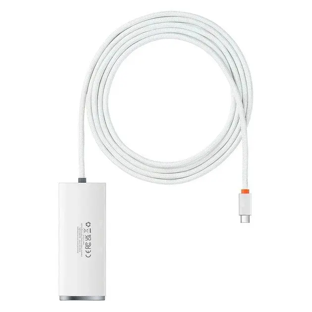 Хаб конвертер Baseus Lite Series 4-Port Type-C to 4 порти Usb 3.0 2 метри білий WKQX030502 - фото 2
